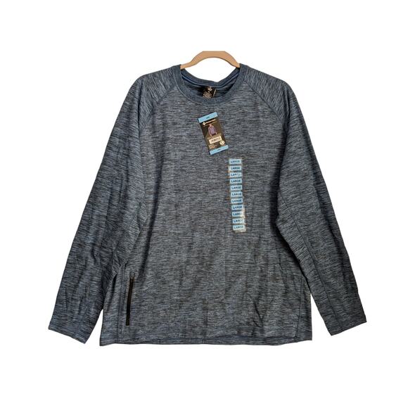 Members Mark Tech Fleece Sweatshirt L Blue Crew Soft Stretch Zip Pocket‎ CF22016 - Picture 1 of 10